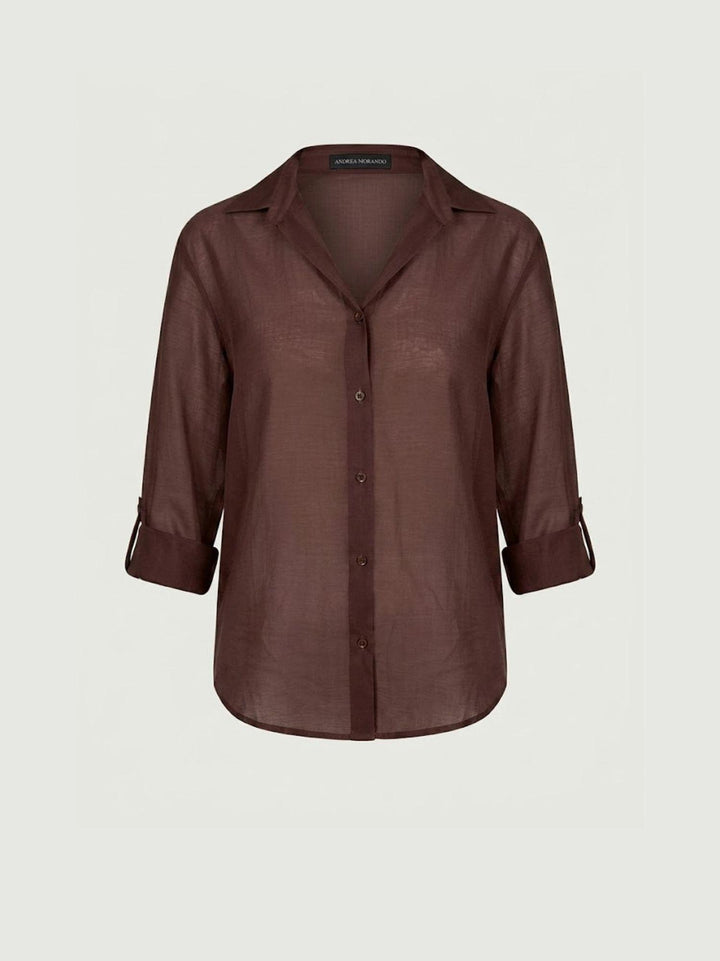 Camicia semitrasparente cioccolato M796/071 141 ANDREA MORANDO 