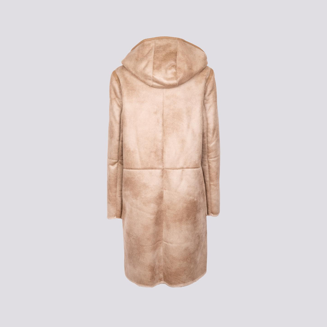 ECO-MONTONE REVERSIBILE IN  ECO-PELLICCIA BEIGE<BR/> B357CAMO 010 ANDREA MORANDO 