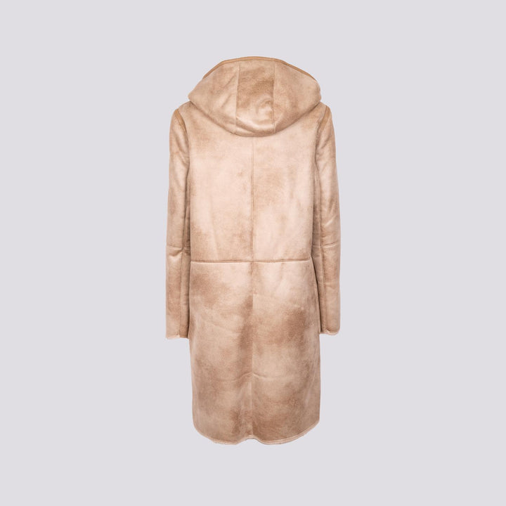 ECO-MONTONE REVERSIBILE IN  ECO-PELLICCIA BEIGE<BR/> B357CAMO 010 ANDREA MORANDO 