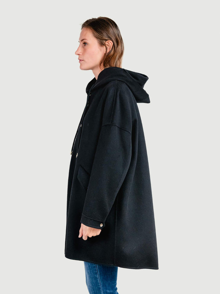 CAPPOTTO PARKA MICHELLE IN LANA NERO MICHELLE BLACK ANDREA MORANDO 