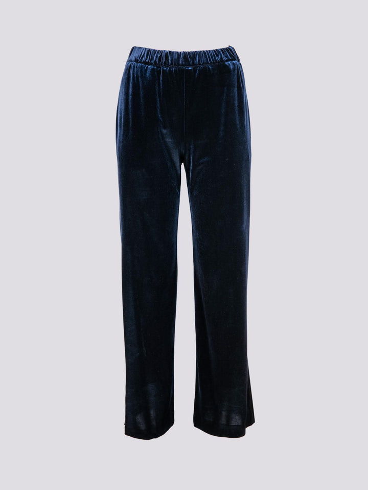 PANTALONE A PALAZZO IN VELLUTO BLU 2228/2894 111 ANDREA MORANDO 