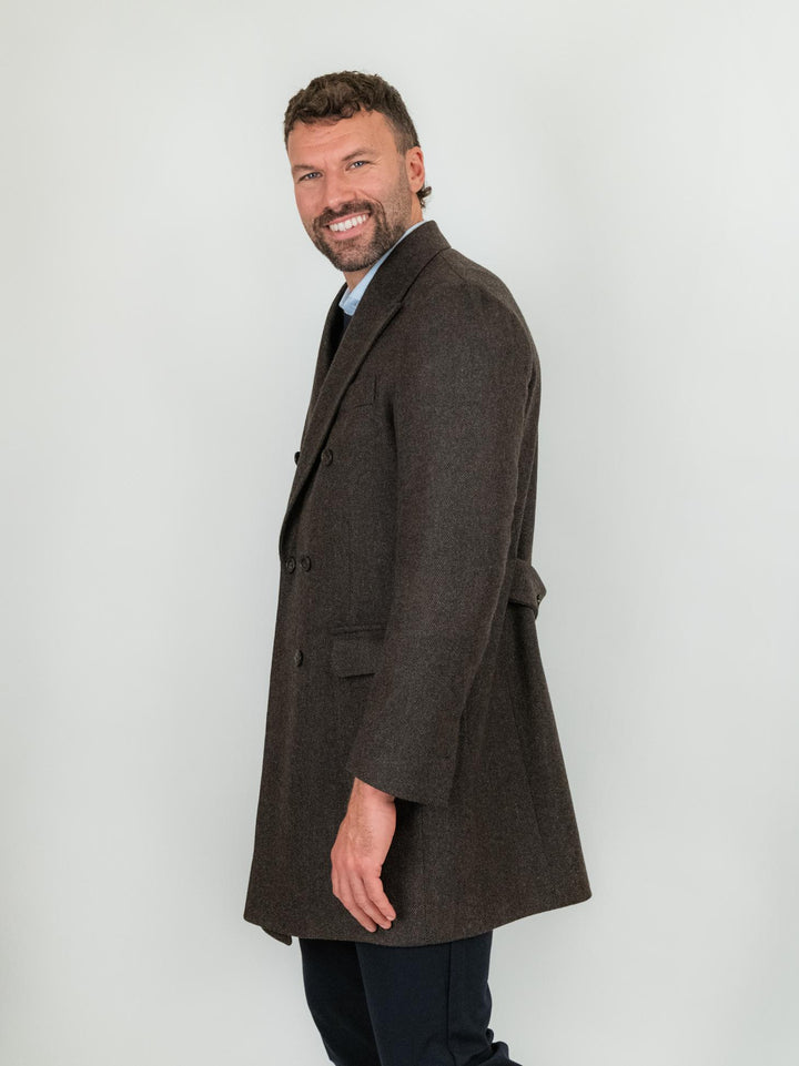 CAPPOTTO DOPPIOPETTO SPIGATO IN LANA VERGINE MARRONE CAPPOTTO T MORO ANDREA MORANDO 
