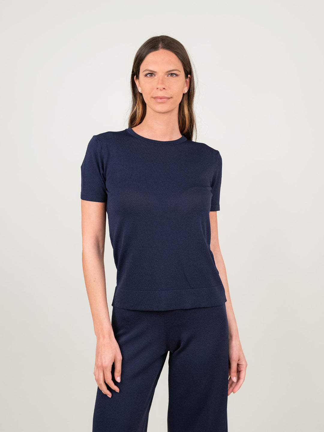 T-SHIRT A MANICA CORTA IN MAGLIA BLU 2666 BLU ANDREA MORANDO 