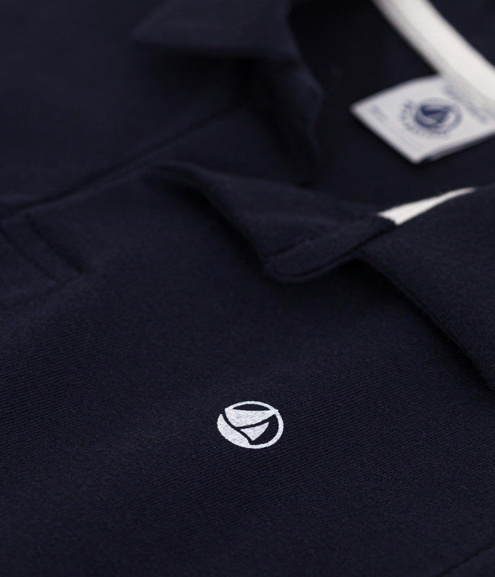 POLO BLU A MANICHE CORTE IN COTONE BAMBINO A0A1V 02 PETIT BATEAU 