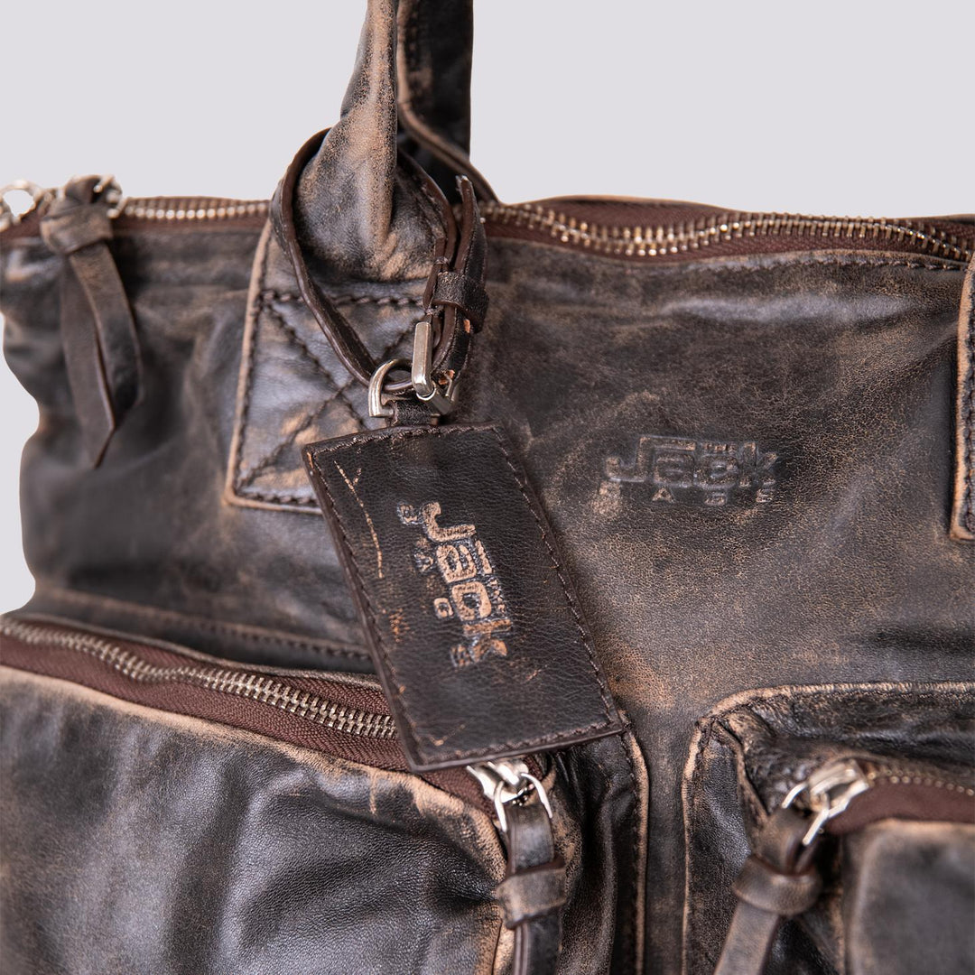BORSA IN PELLE MARRONE EFFETTO VINTAGE "SOFTAIR" SOFT 06 JACK LEATHER 