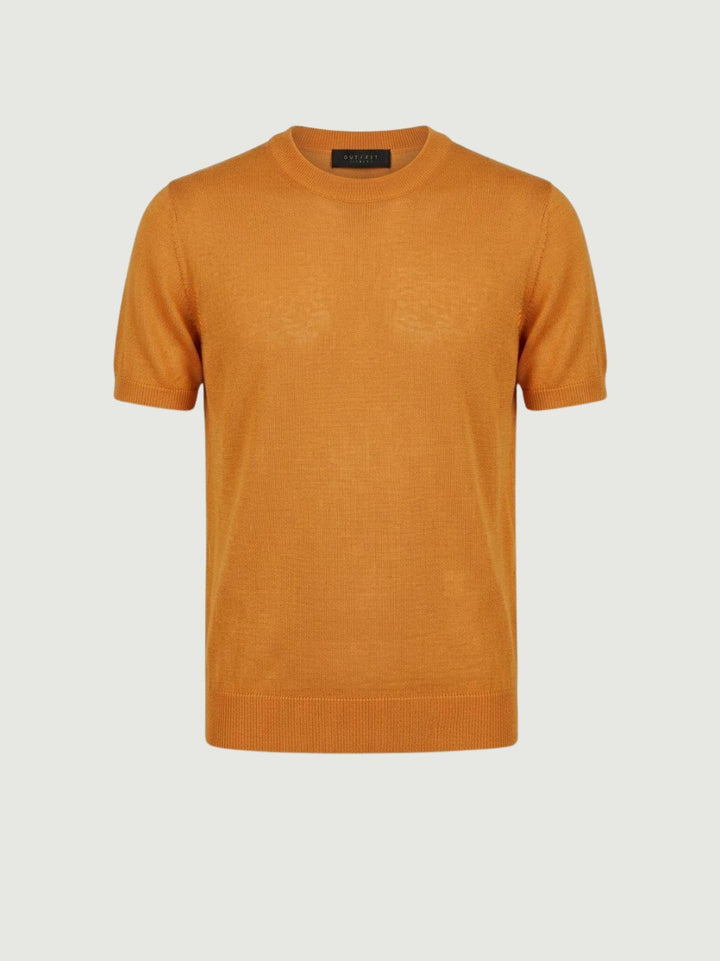 T-shirt girocollo in tencel arancione 9-LY0014 5006 ANDREA MORANDO 