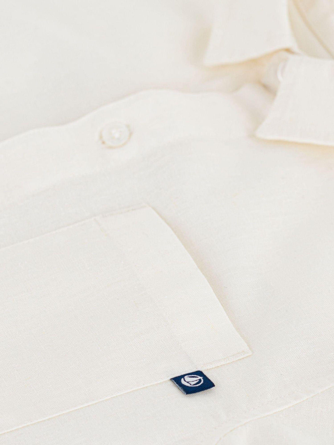 Camicia in lino e cotone bianca A0F0H 01 PETIT BATEAU 