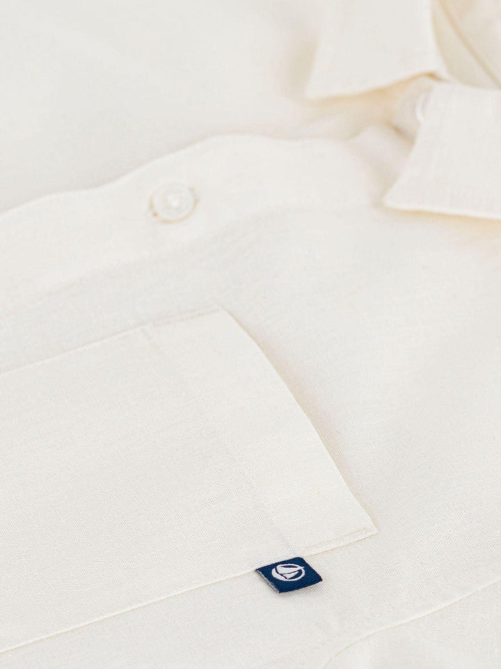 Camicia in lino e cotone bianca A0F0H 01 PETIT BATEAU 