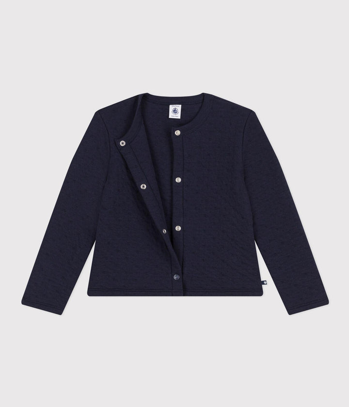 CARDIGAN IN TUBIQUE TRAPUNTATO BAMBINA A08DH 01 PETIT BATEAU 