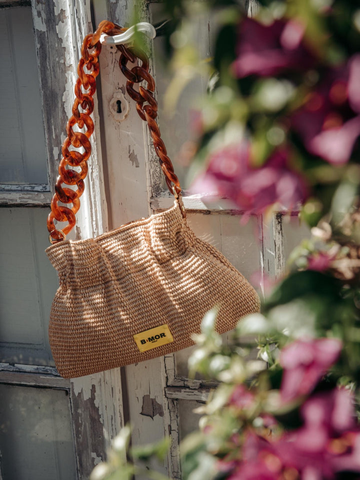 BORSA IN RAFIA CON TRACOLLA IN RESINA MINI SWAG MINI SWAG RAFIA BIMOR 