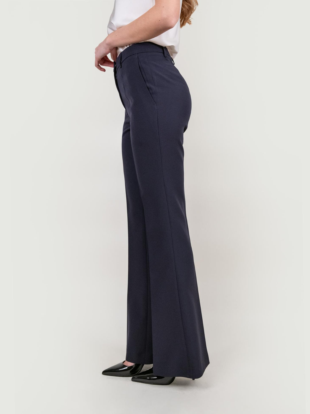 PANTALONE A ZAMPA IN TESSUTO BLU 313860 BLU ANDREA MORANDO 