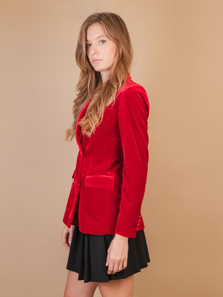 BLAZER DOPPIOPETTO IN VELLUTO ROSSO 3877/2894 4174 ANDREA MORANDO 