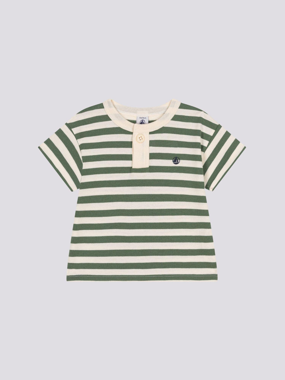 T-SHIRT VERDE A RIGHE BEBÈ IN JERSEY A09QI 01 PETIT BATEAU 