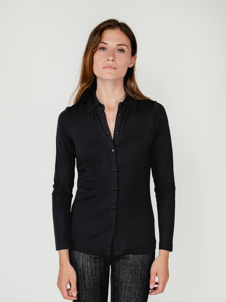 CAMICIA IN VISCOSA NERA 555LISI111 00 ANDREA MORANDO 