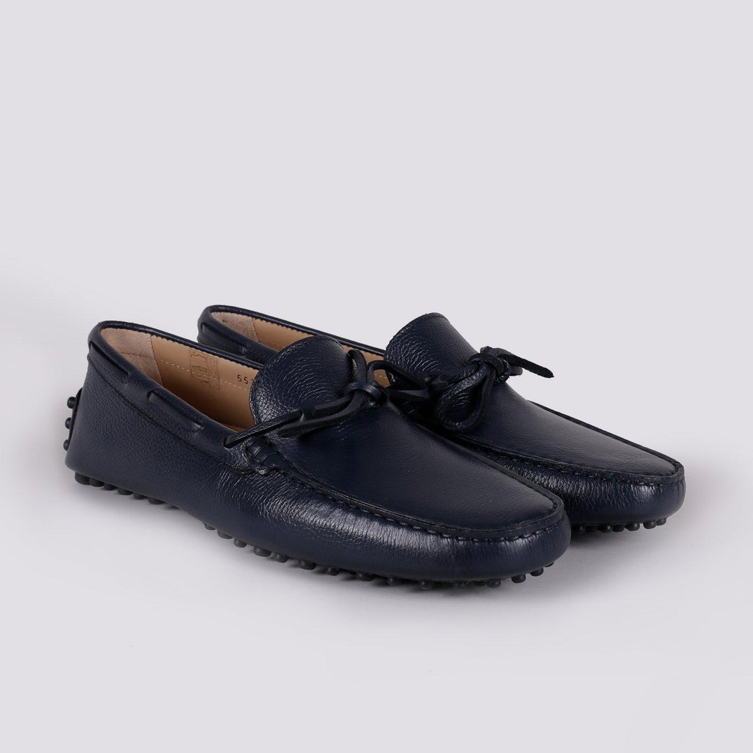 MOCASSINO CON GOMMINI IN PELLE MARTELLATA BLU 5512/PELLE 106 ANDREA MORANDO 