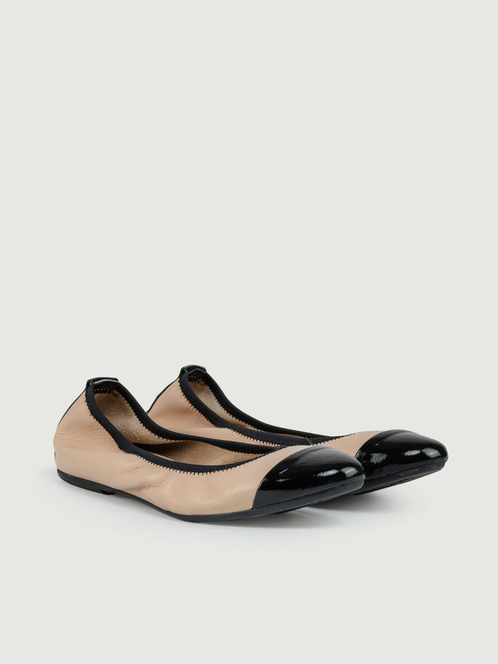 BALLERINA IN PELLE BICOLOR NUDE E NERO