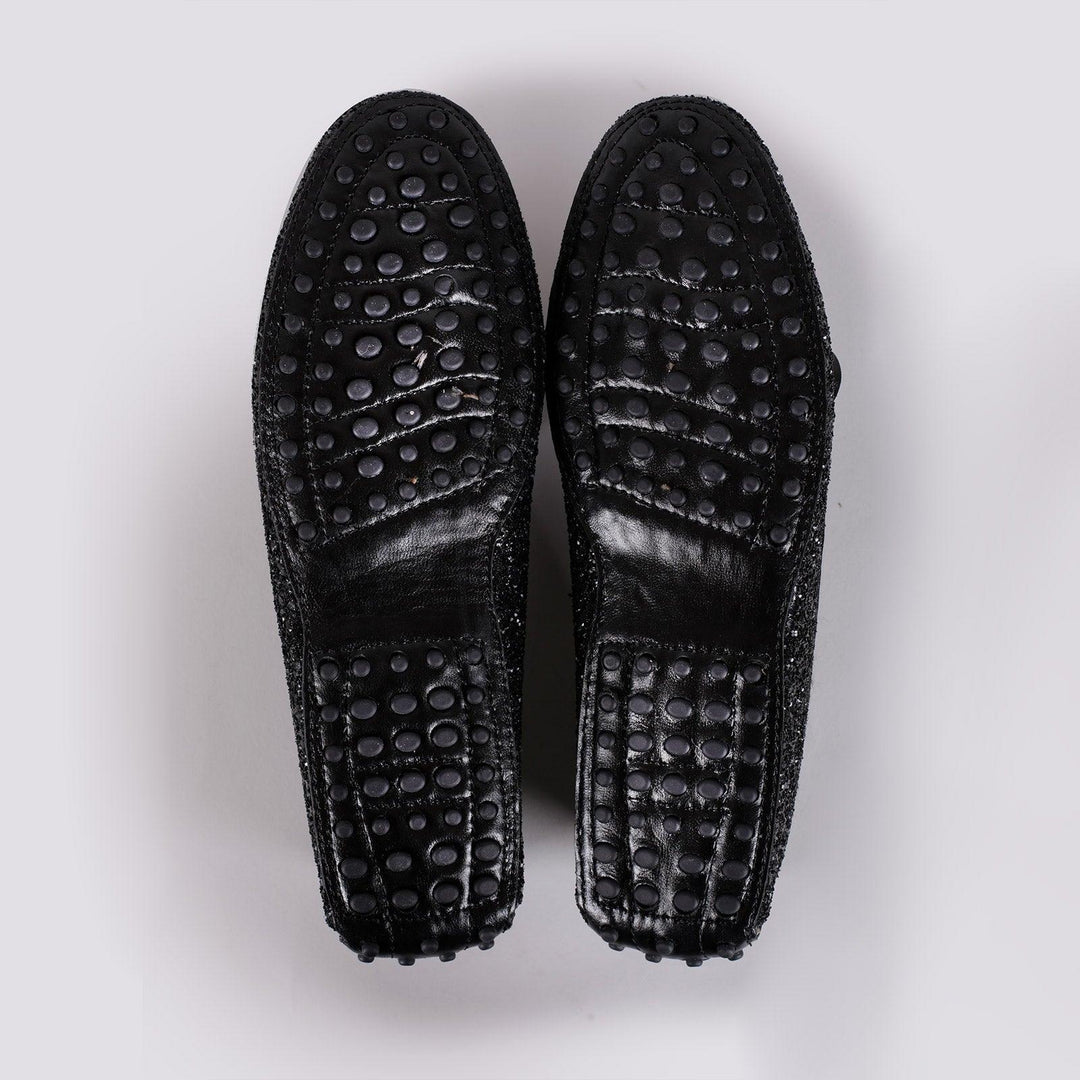MOCASSINO CON GOMMINI IN GLITTER 1003/GLITTER NERO ANDREA MORANDO 
