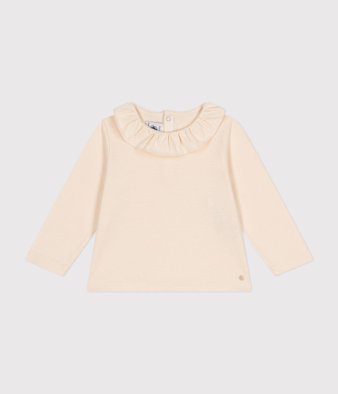 Blusa tinta unita panna a manica lunga in jersey A0BOS 01 PETIT BATEAU 