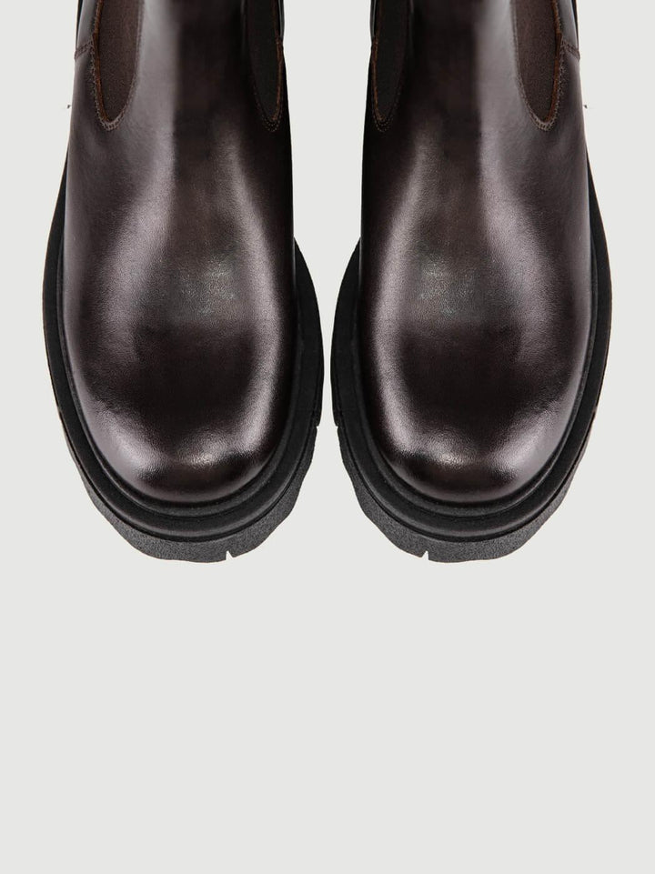 STIVALETTO BEATLES IN PELLE SPAZZOLATA TESTA MORO 5208-13 CRUST ANDREA MORANDO 