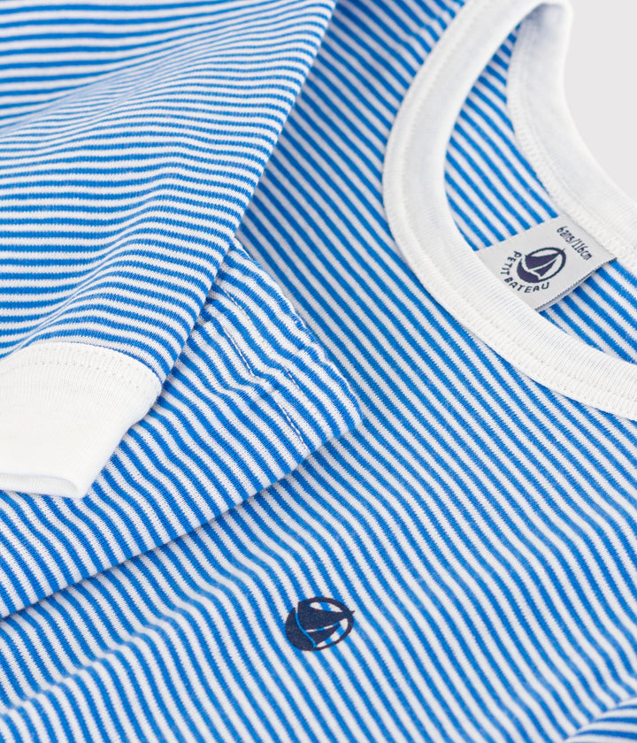 PIGIAMA RIGATO AZZURRO BAMBINO IN COTONE A09OT 02 PETIT BATEAU 