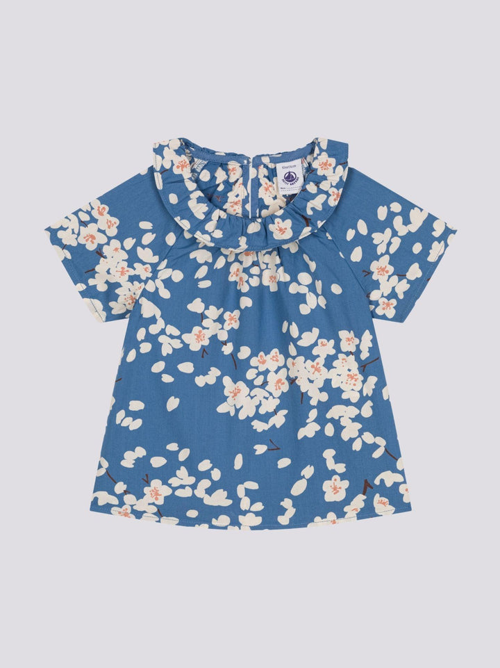 BLUSA MANICA CORTA IN POPELINE BEBÈ A0AMQ 01 PETIT BATEAU 