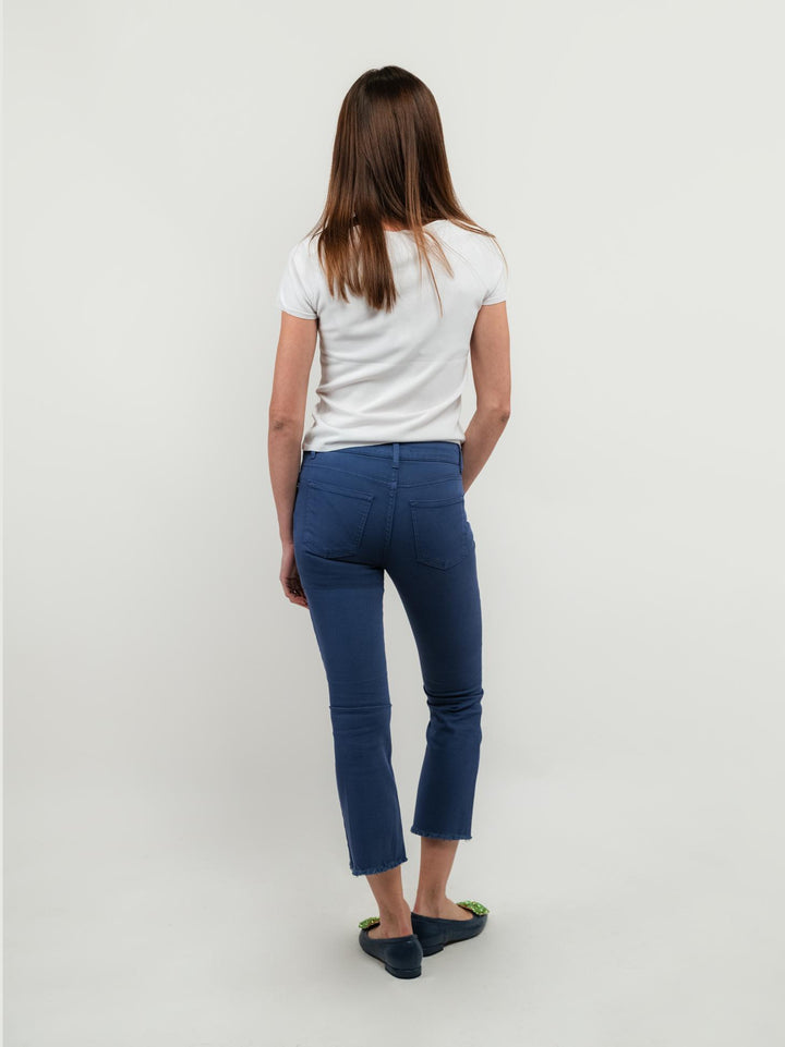 PANTALONE 5 TASCHE SFRANGIATO BLU 80137G190 LAV ANDREA MORANDO 