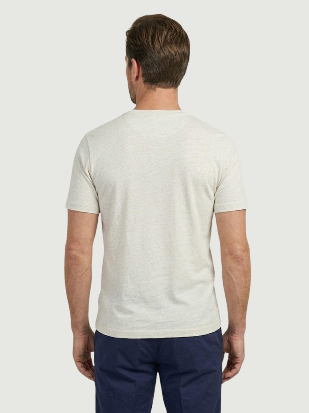 T-shirt girocollo in misto lino bianca 6TS035875U WHITE ANDREA MORANDO 