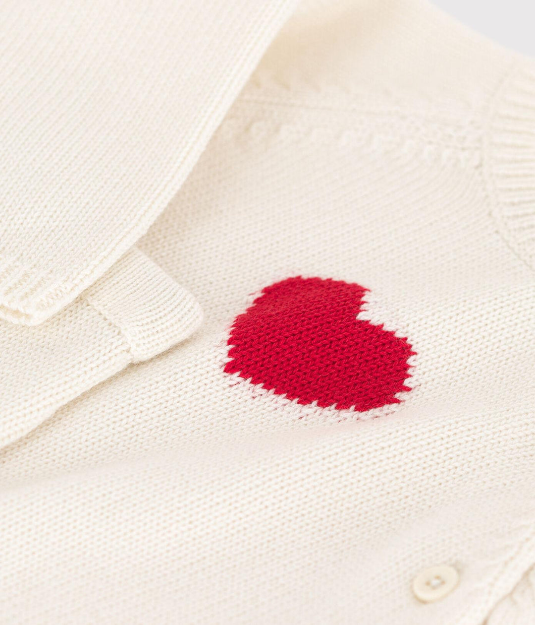 COMPLETO IN TRICOT LANA E COTONE CON MOTIVO A CUORE  BEBÈ A0839 03 PETIT BATEAU 