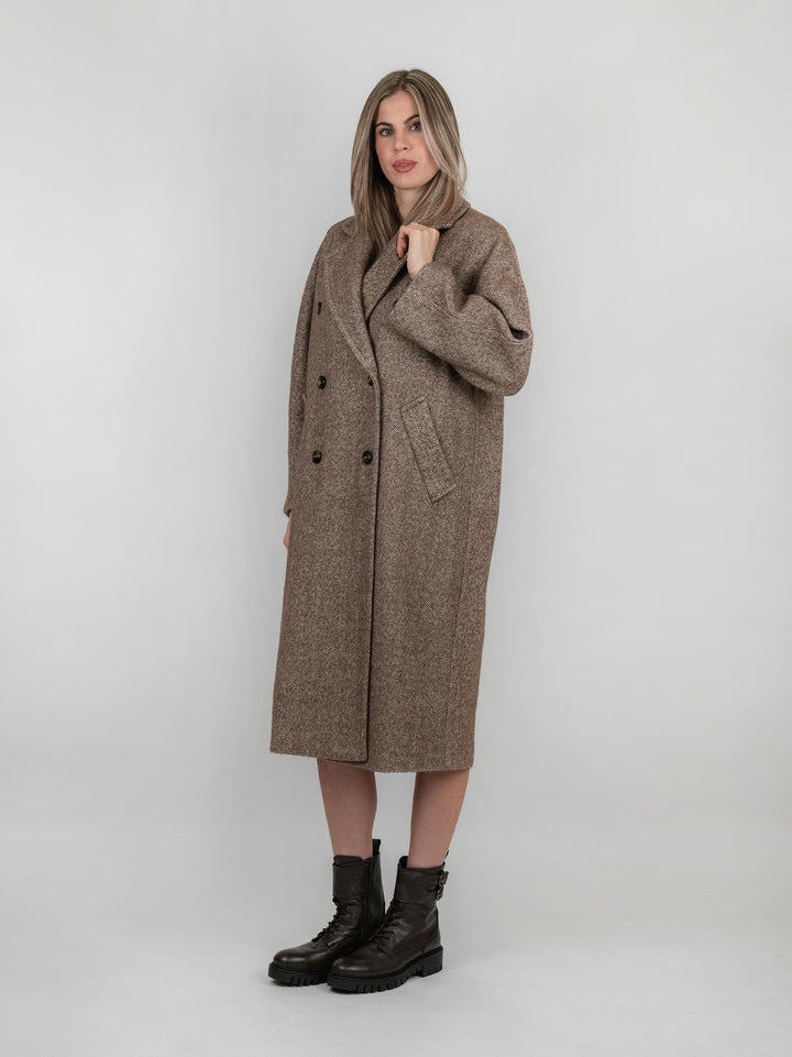 Cappotto doppiopetto marrone spigato