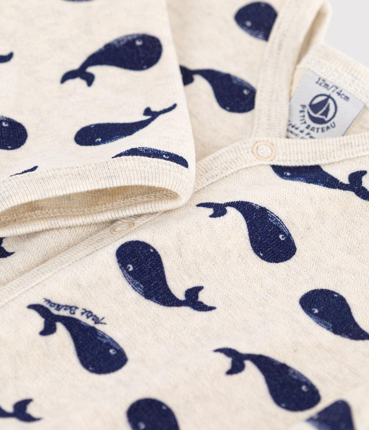 PIGIAMA IN CINIGLIA CON BALENE MARINE A083W 01 PETIT BATEAU 