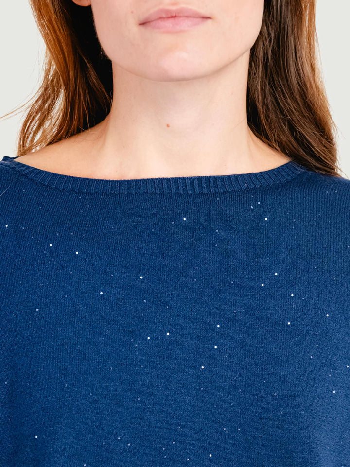 MAGLIA OVER BLU CON STRASS 7451B BLU ANDREA MORANDO 