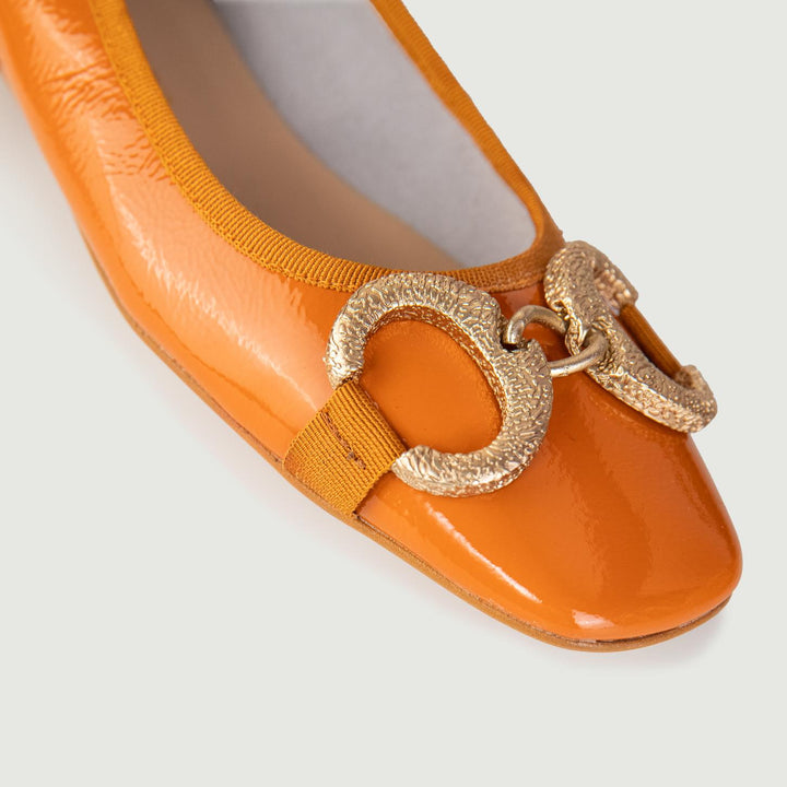 BALLERINE IN NAPLAK ARANCIO CON DETTAGLIO IN METALLO 4875NAPLAK ARANCIO ANDREA MORANDO 