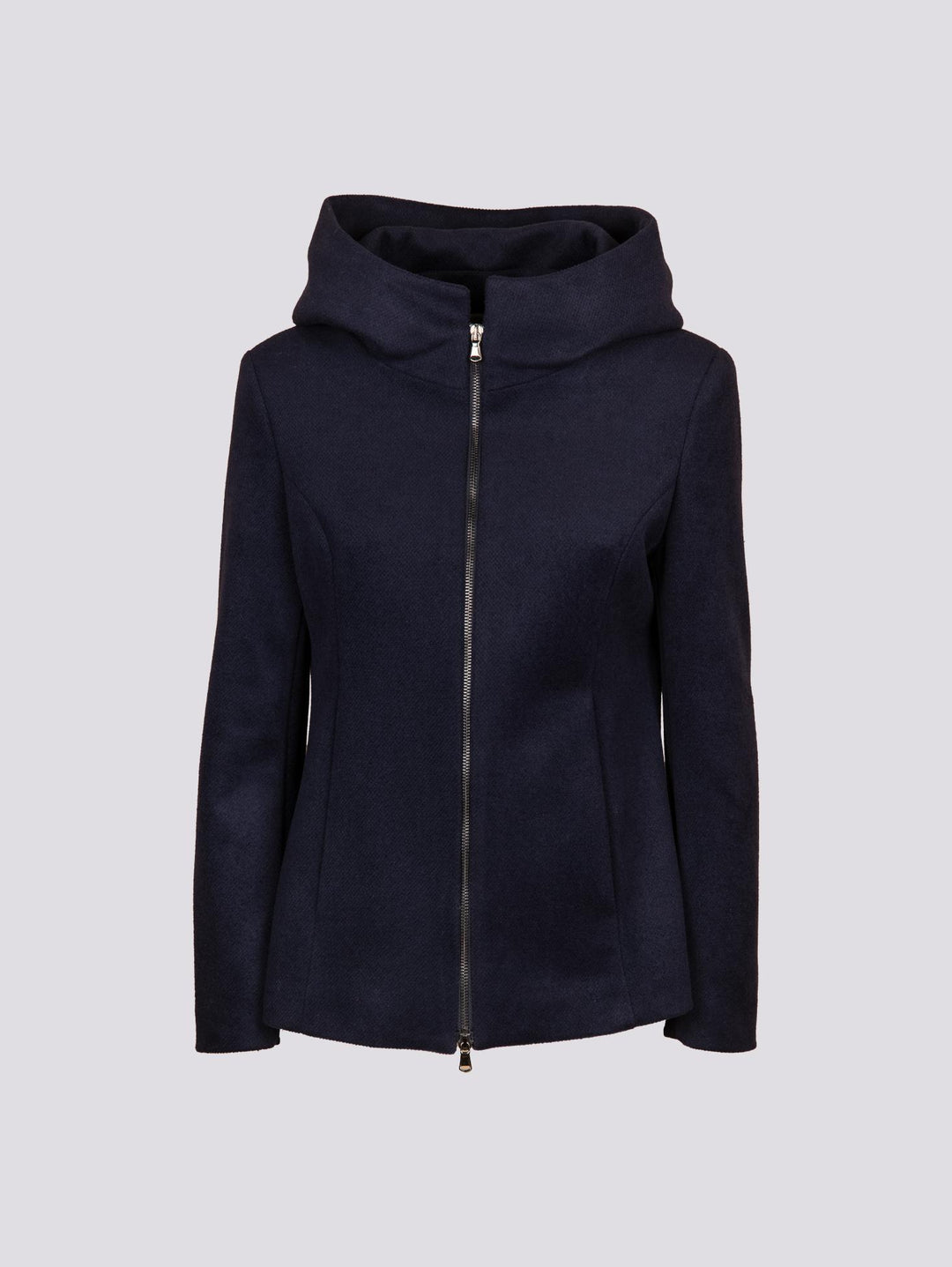 Giacca con zip e collo ampio in panno blu 9416CDH 189 ANDREA MORANDO 