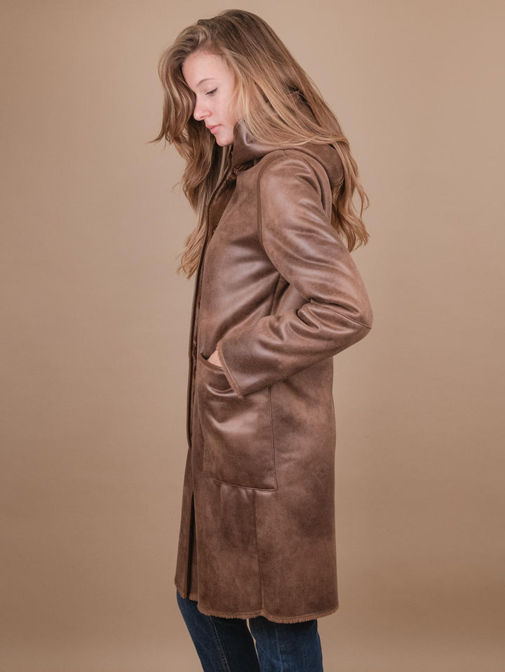 ECO-MONTONE REVERSIBILE  E ECO-PELLICCIA MARRONE B357CAMO 011 ANDREA MORANDO 