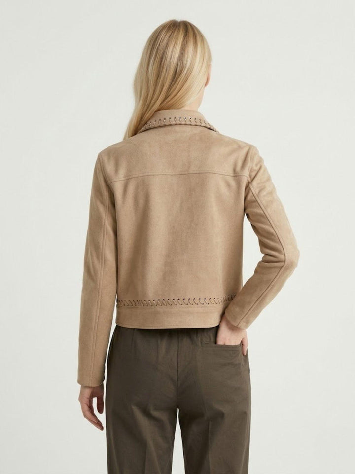 Giacca corta effetto suede beige HS28114 BEIGE ANDREA MORANDO 