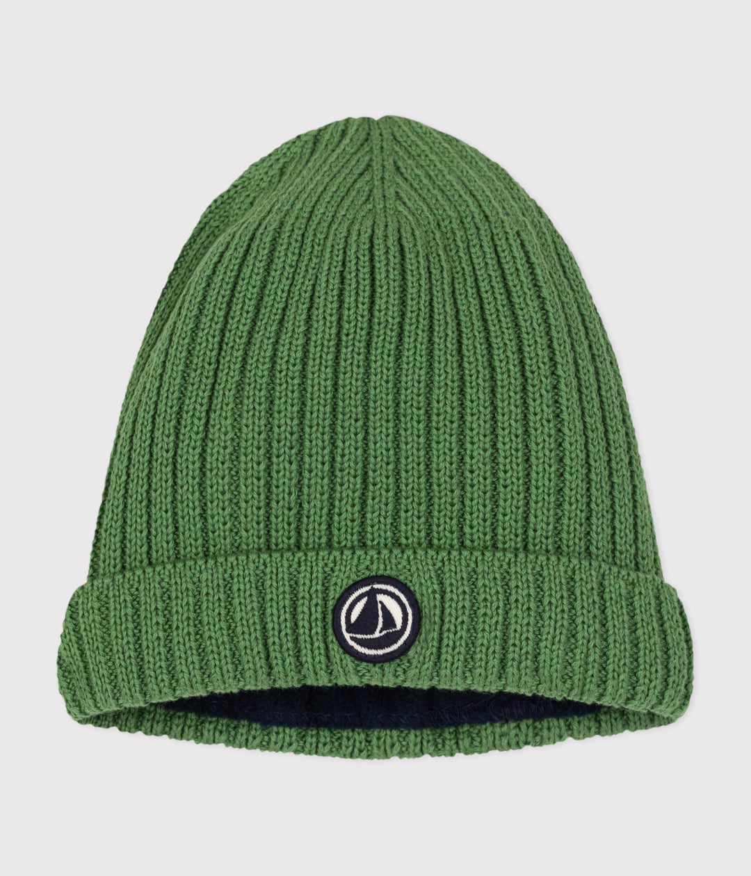 Berretto bebè in maglia verde foderato in pile A0AUE 07 PETIT BATEAU 