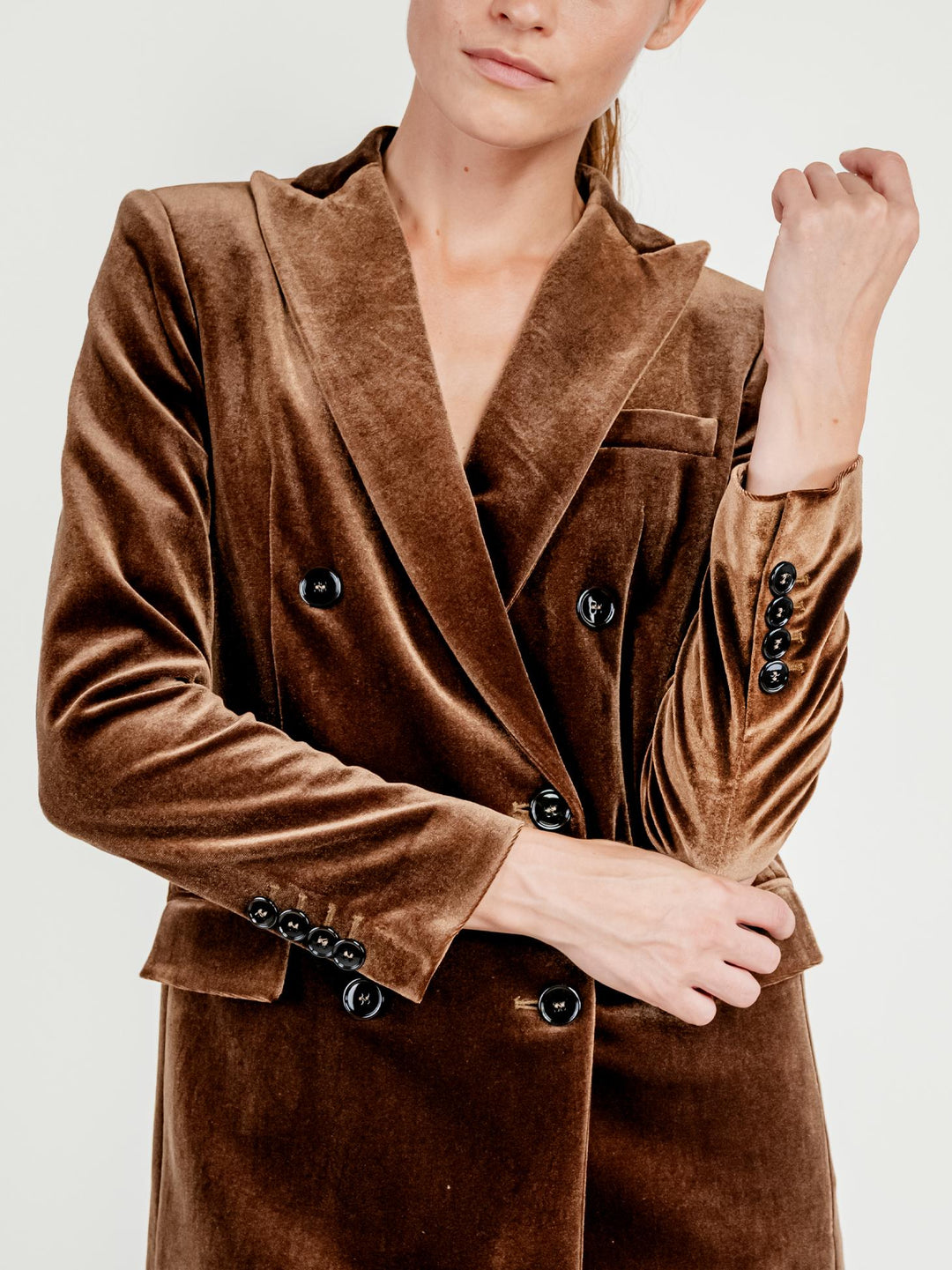 BLAZER DOPPIOPETTO IN VELLUTO CAFFÈ 3687 CAFFE ANDREA MORANDO 