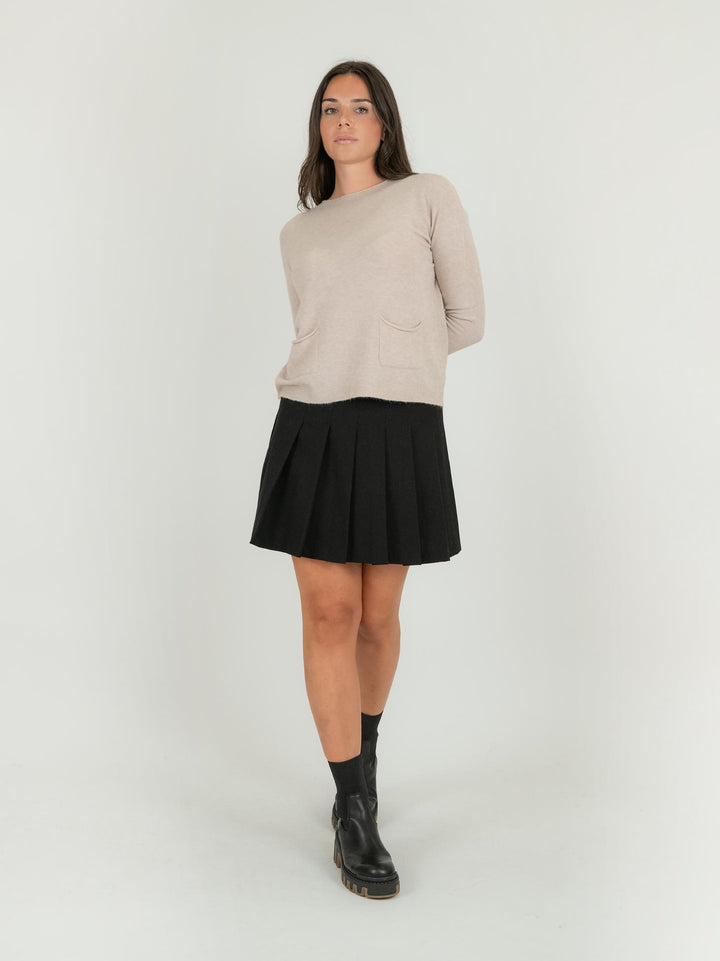 MINI GONNA A PIEGHE NERA 4041 Z001 ANDREA MORANDO 
