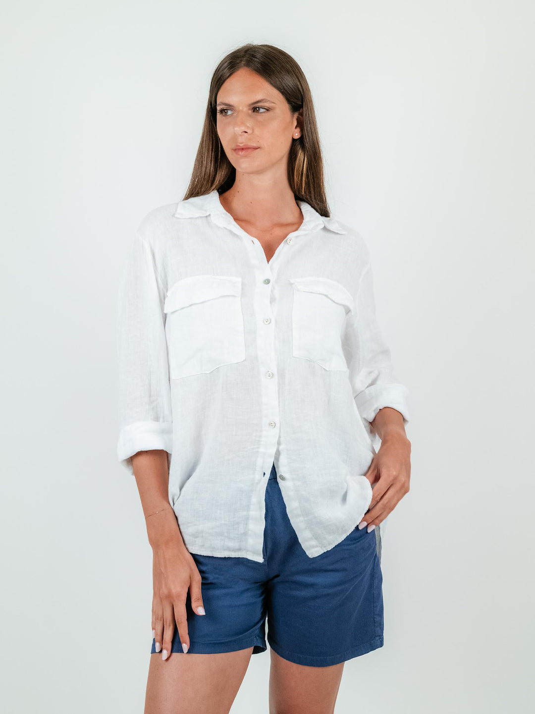 CAMICIA OVERSIZE IN LINO BIANCA 4522 BIANCO ANDREA MORANDO 