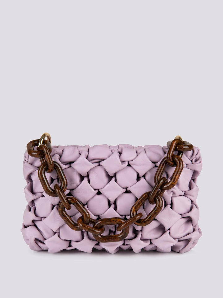 Borsa Curly In Pelle Intrecciata lilla CURLY LILLA BIMOR 