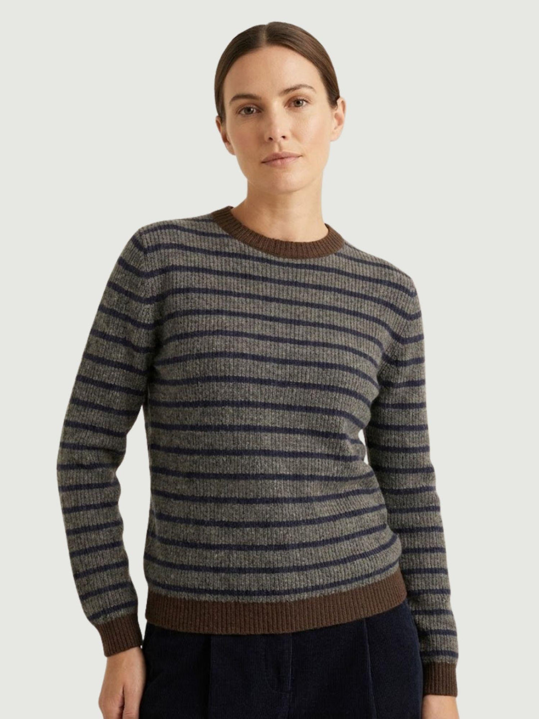 MAGLIA GRIGIO A RIGHE BLU 10848 MORO ANDREA MORANDO 