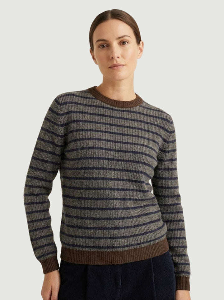 MAGLIA GRIGIO A RIGHE BLU 10848 MORO ANDREA MORANDO 