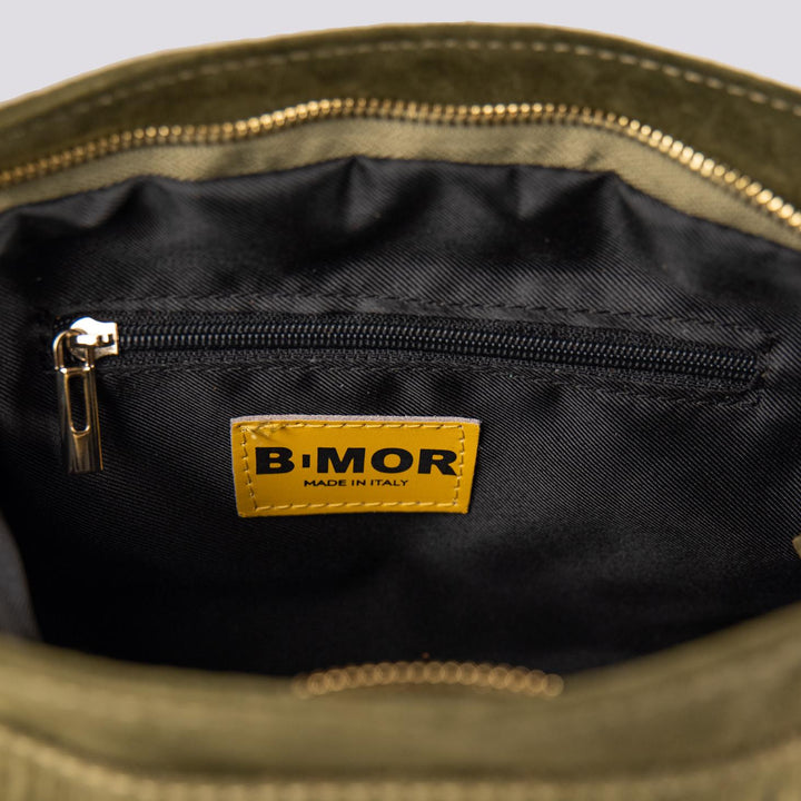 Borsa a tracolla in camoscio con frange verde militare Jigly JIGLY VERDE BIMOR 