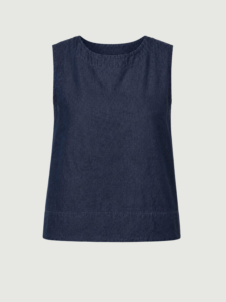 Top smanicato in lino chambray 6TS0551 DENIM ANDREA MORANDO 