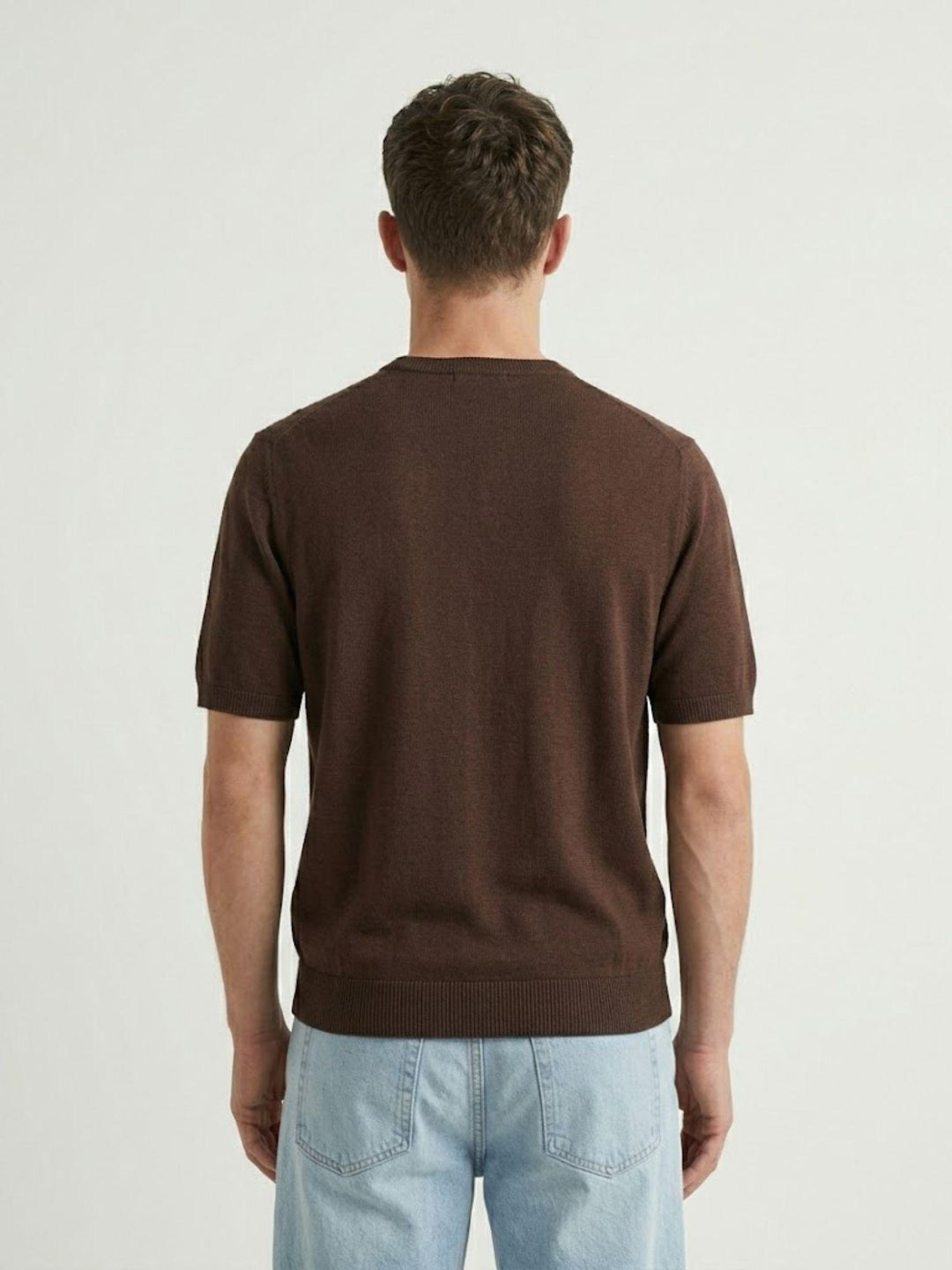 T-shirt girocollo in tencel moro 9-LY0014 2000 ANDREA MORANDO 