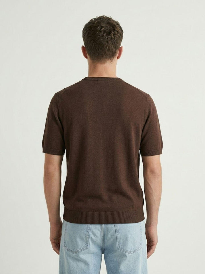 T-shirt girocollo in tencel moro 9-LY0014 2000 ANDREA MORANDO 