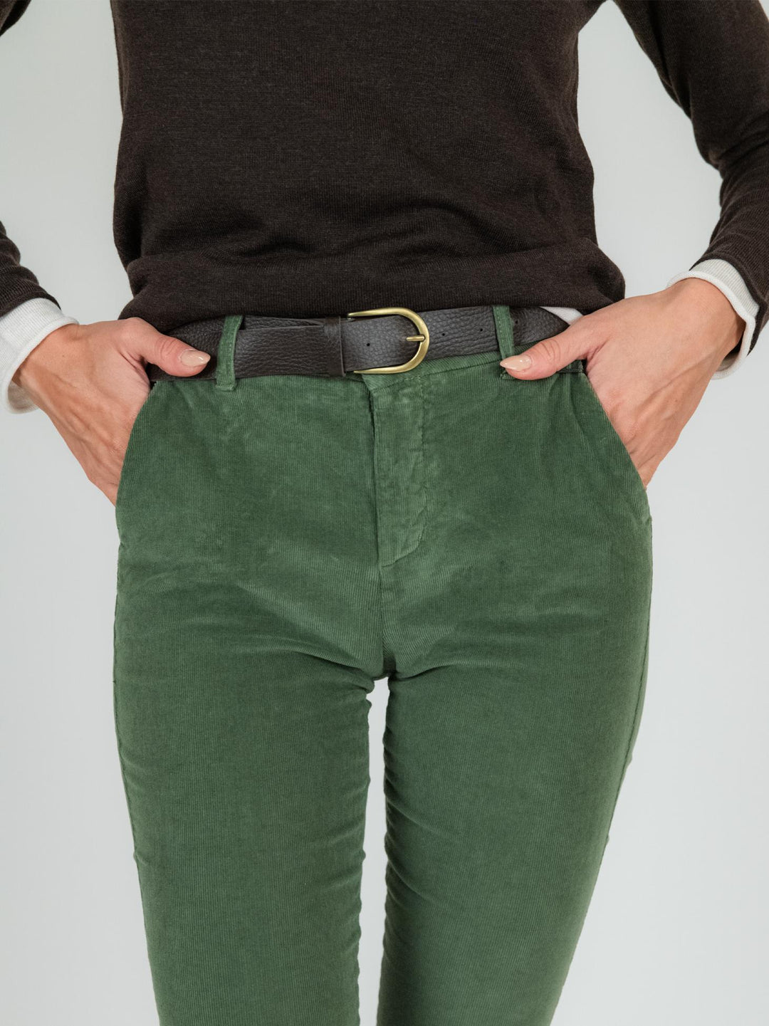 Pantalone a trombetta in velluto color salvia 824W21 SALVIA ANDREA MORANDO 