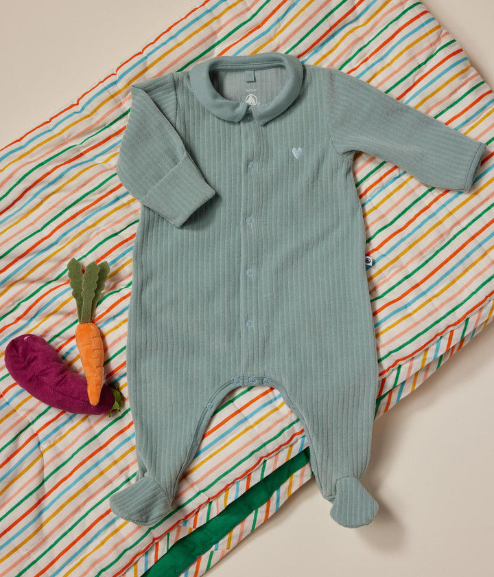Pigiama neonato in velluto verde a coste A0ATO 01 PETIT BATEAU 