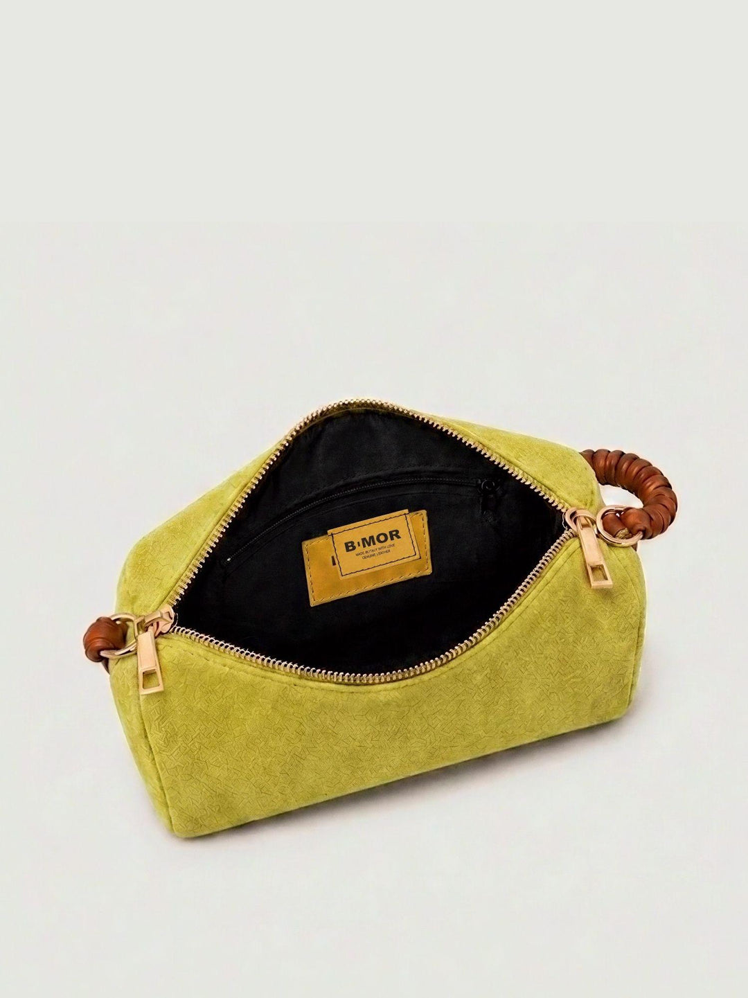 Borsa a spalla Mini Cube in pelle scamosciata lime MINI CUBE LIME BIMOR 