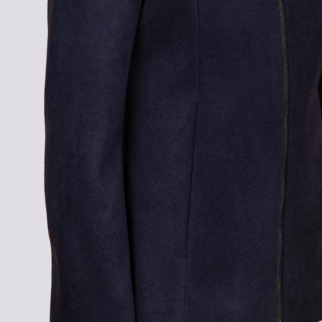 Giacca con zip e collo ampio in panno blu 9416CDH 189 ANDREA MORANDO 